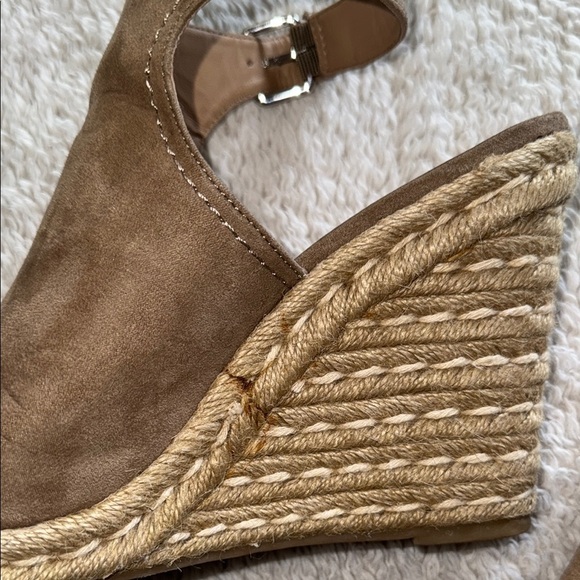 👡 Women’s Merona Peep Toe Espadrille Wedges – Taupe, Size 10 - Picture 5 of 13
